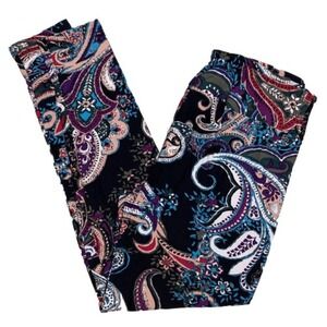 LuLaRoe Womens Leggings Size‎ TC Black Pink Blue Paisley Floral Tall Curvy NWT